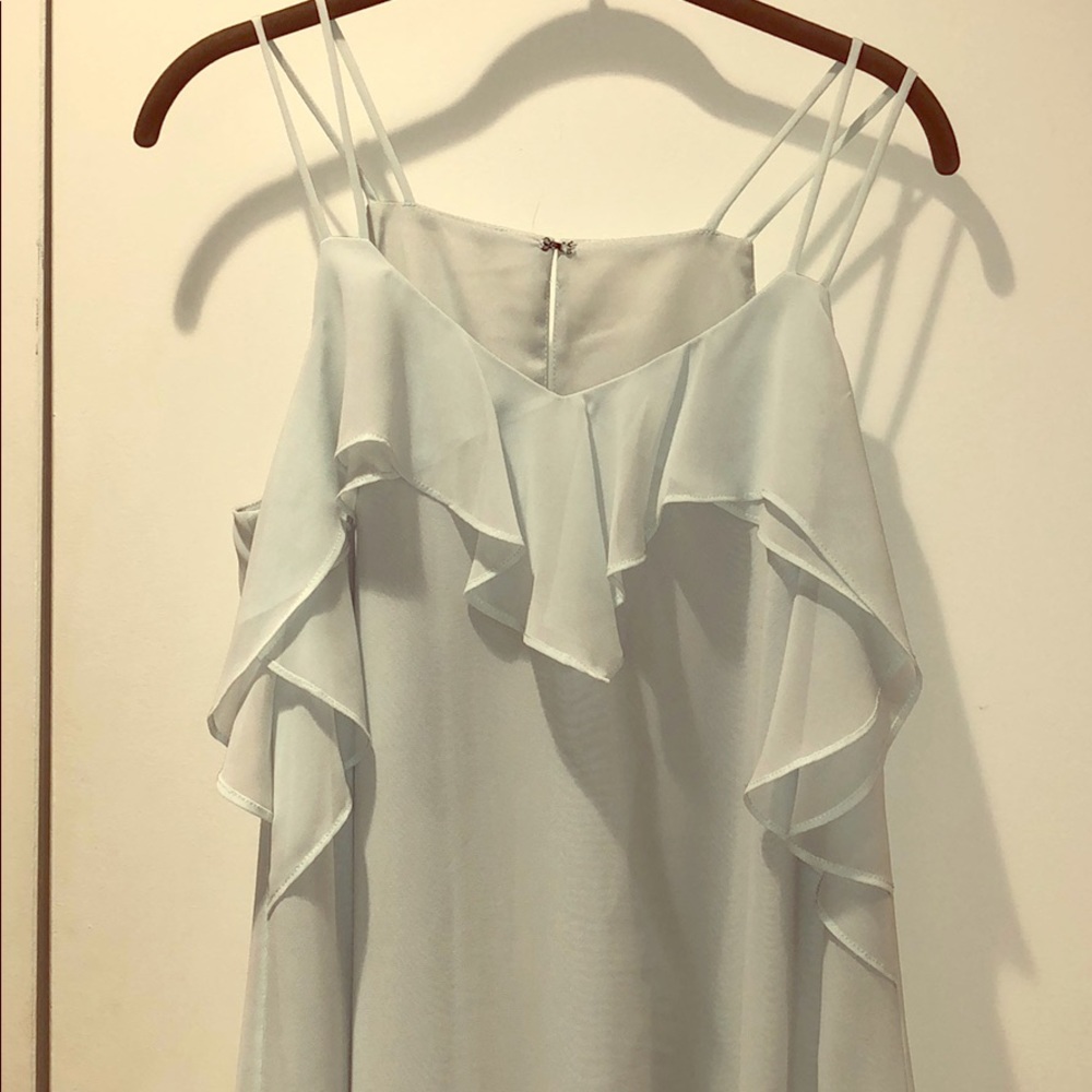 NWT BCBGen ‘Frost blue’ Ruffle slip dress